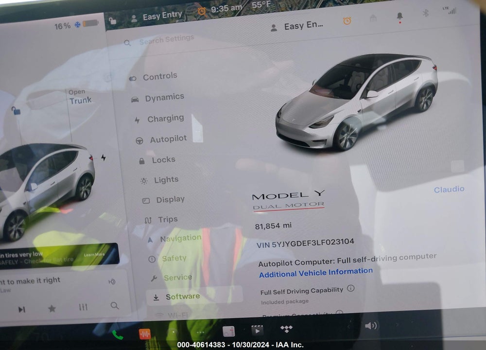 2020 TESLA MODEL Y VIN: 5YJYGDEF3LF023104