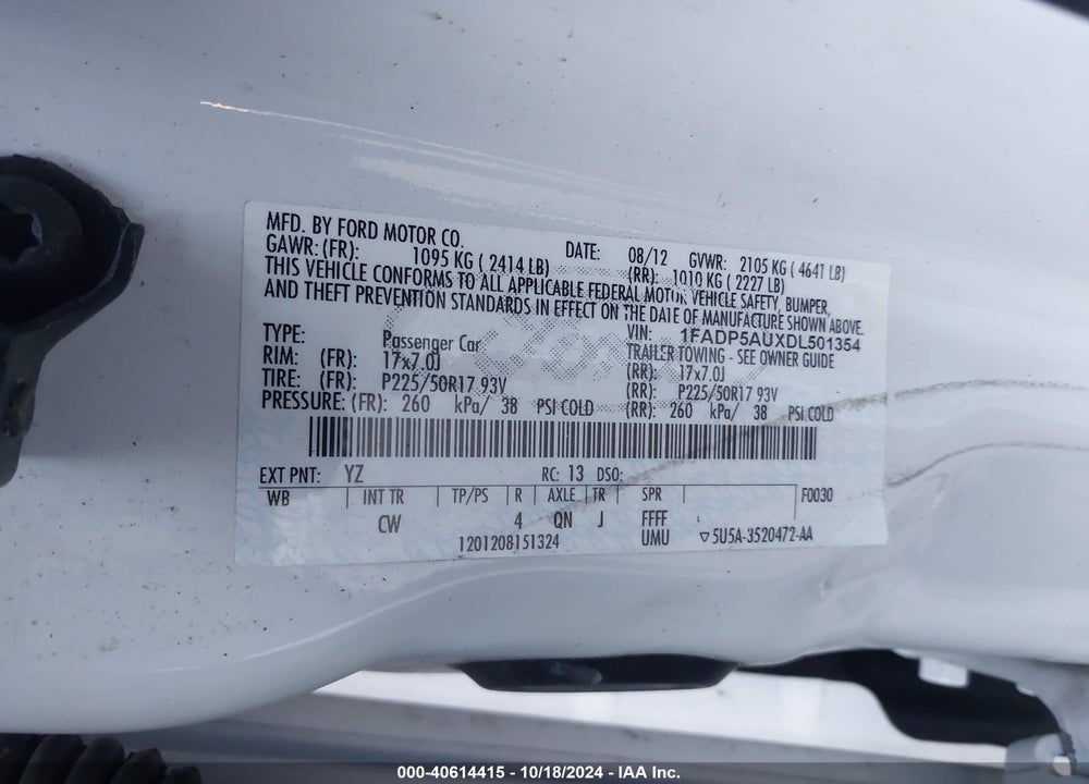 2013 FORD C-MAX HYBRID SE VIN: 1FADP5AUXDL501354