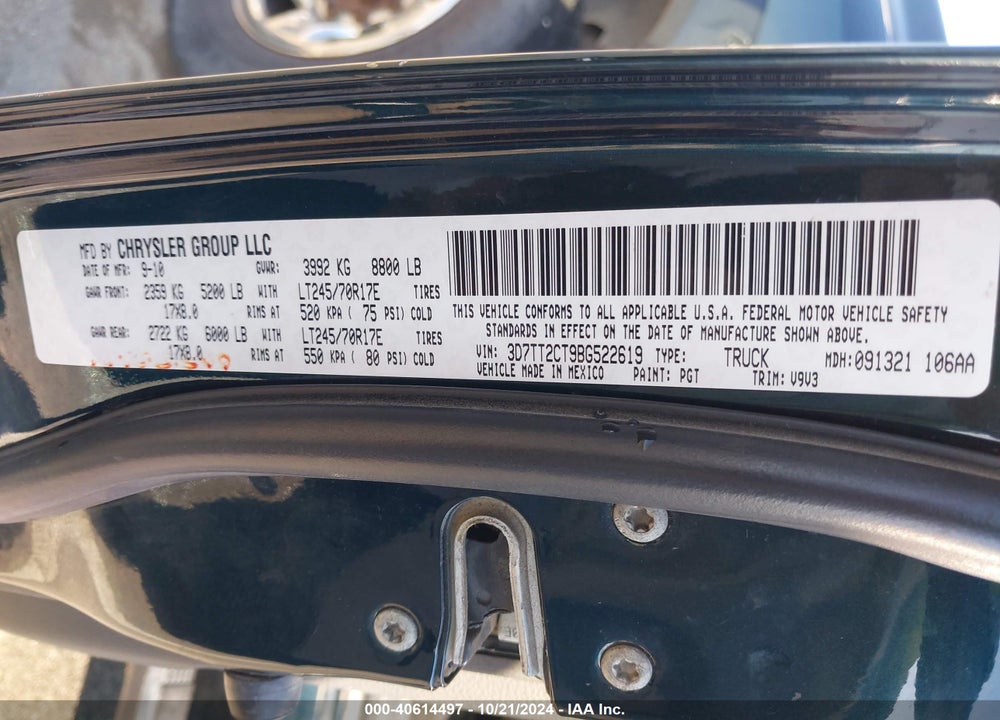 2011 RAM 2500 ST VIN: 3D7TT2CT9BG522619