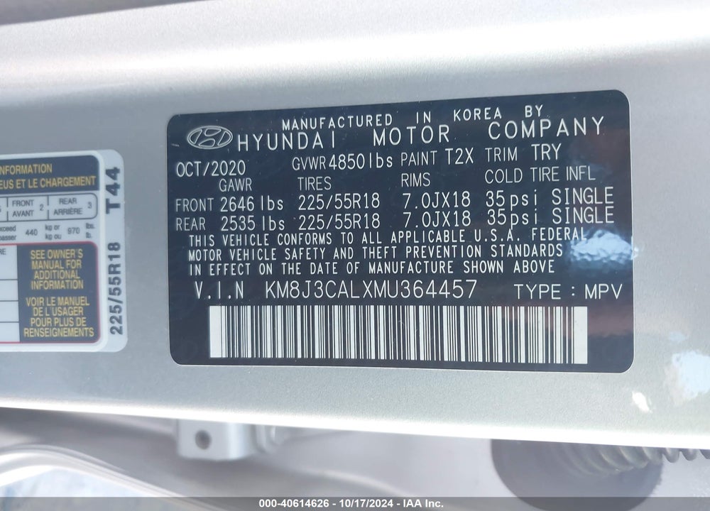 2021 HYUNDAI TUCSON LIMITED VIN: KM8J3CALXMU364457