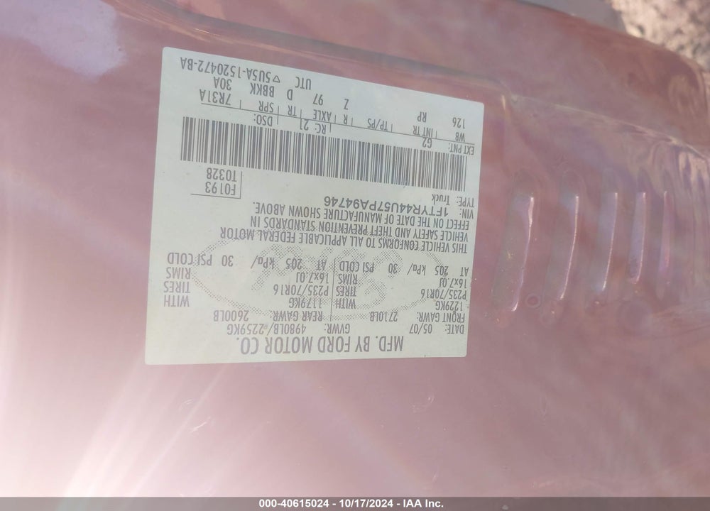 2007 FORD RANGER SPORT/STX/XLT VIN: 1FTYR44U57PA94746