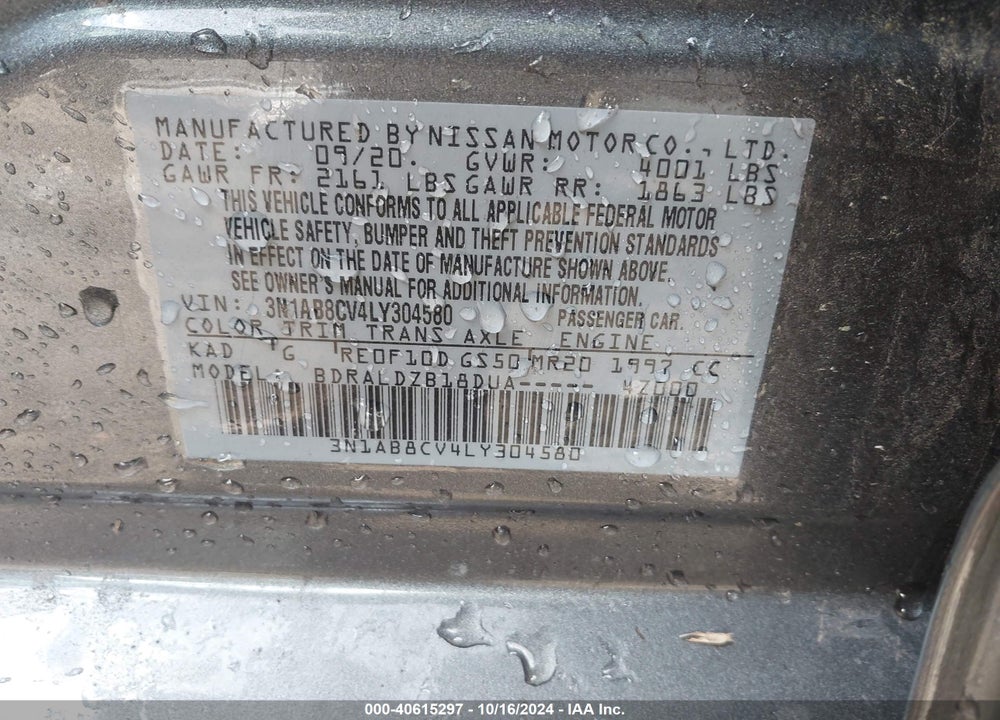 2020 NISSAN SENTRA SV XTRONIC CVT VIN: 3N1AB8CV4LY304580
