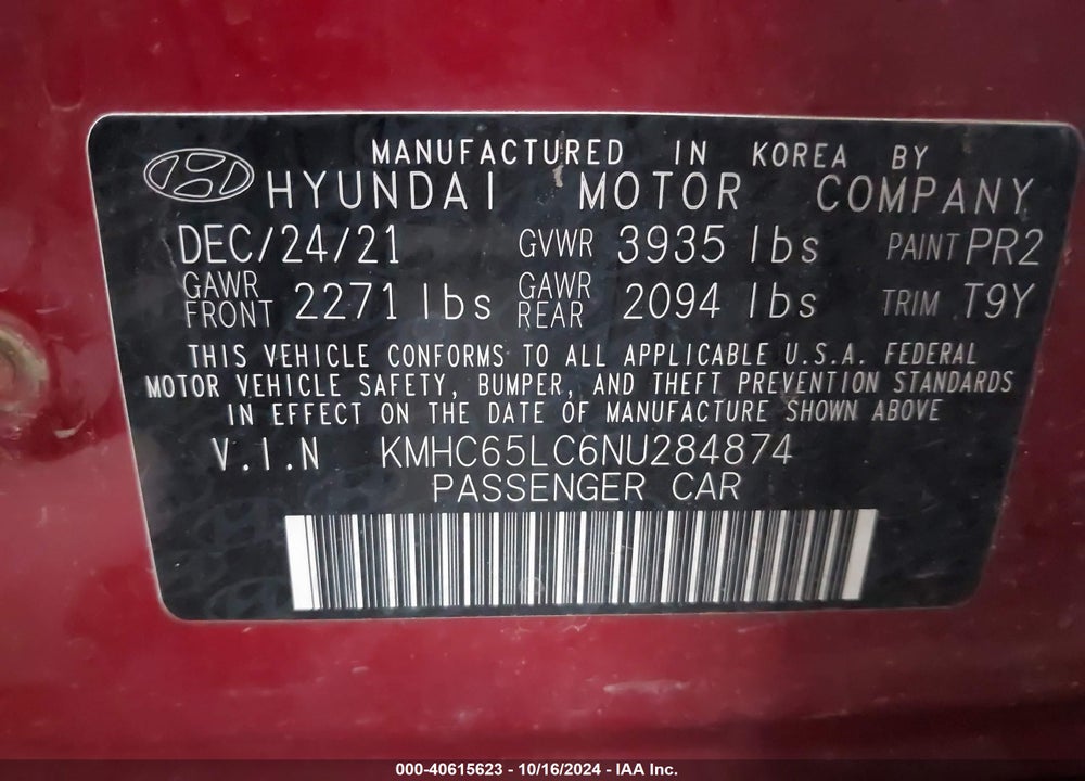 2022 HYUNDAI IONIQ HYBRID BLUE VIN: KMHC65LC6NU284874
