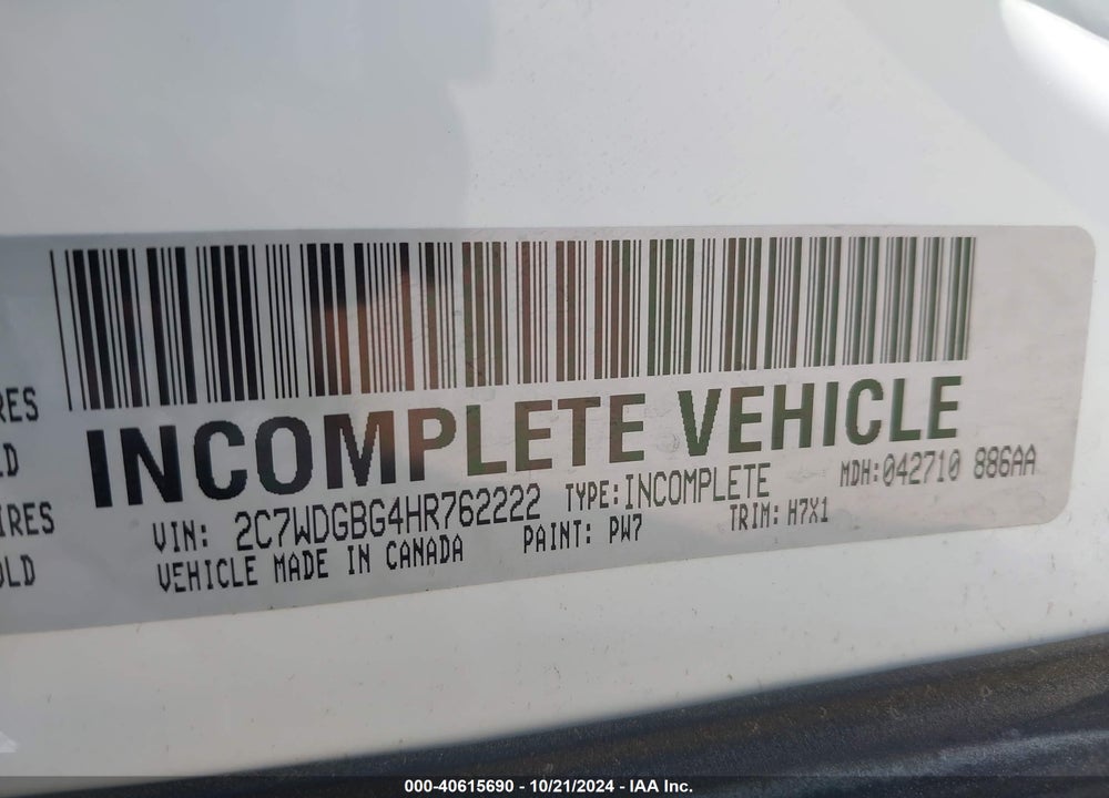 2017 DODGE GRAND CARAVAN SE VIN: 2C7WDGBG4HR762222