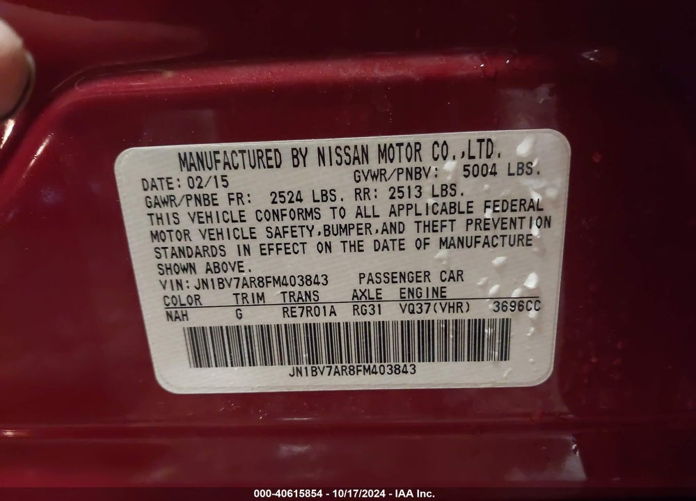 2015 INFINITI Q50 SPORT VIN: JN1BV7AR8FM403843