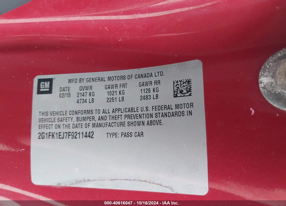 2015 CHEVROLET CAMARO 2SS VIN: 2G1FK1EJ7F9211442