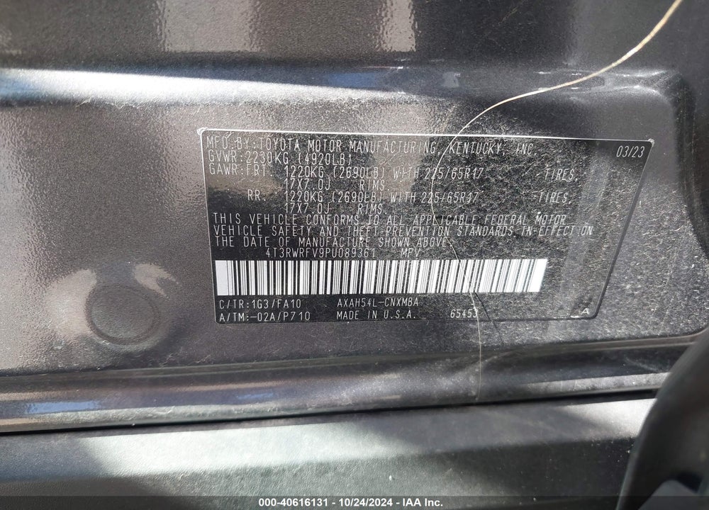 2023 TOYOTA RAV4 HYBRID XLE VIN: 4T3RWRFV9PU089361