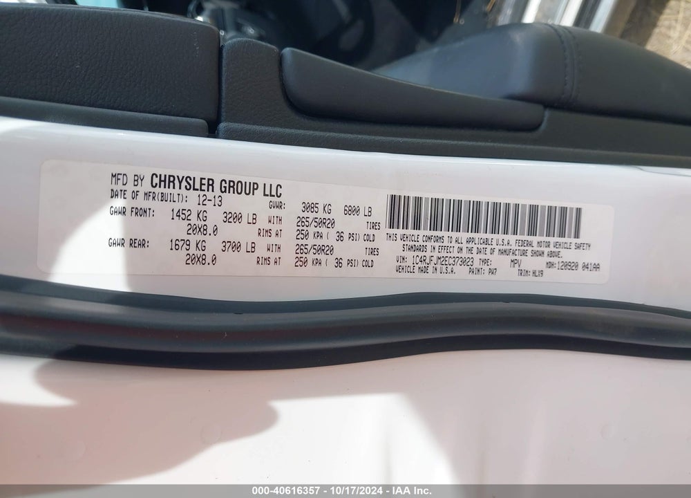 2014 JEEP GRAND CHEROKEE SUMMIT VIN: 1C4RJFJM2EC373023