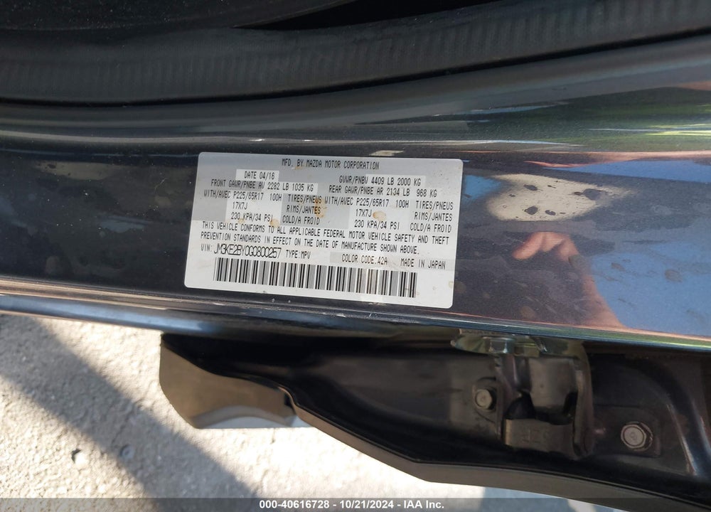 2016 MAZDA CX-5 SPORT VIN: JM3KE2BY0G0800257