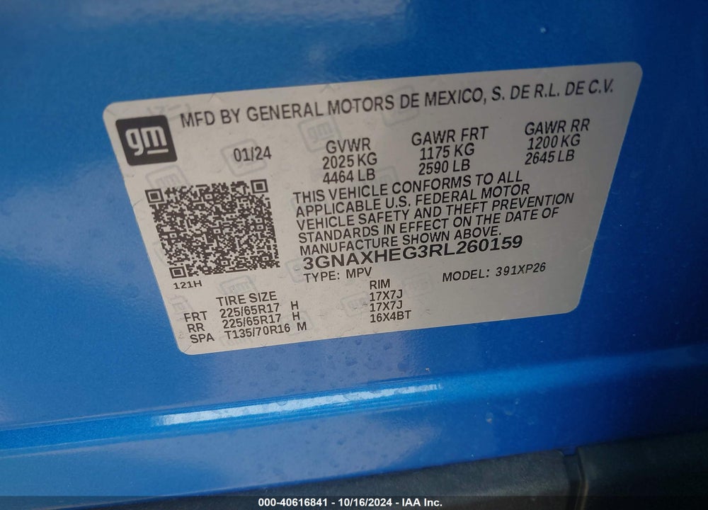 2024 CHEVROLET EQUINOX FWD LS VIN: 3GNAXHEG3RL260159