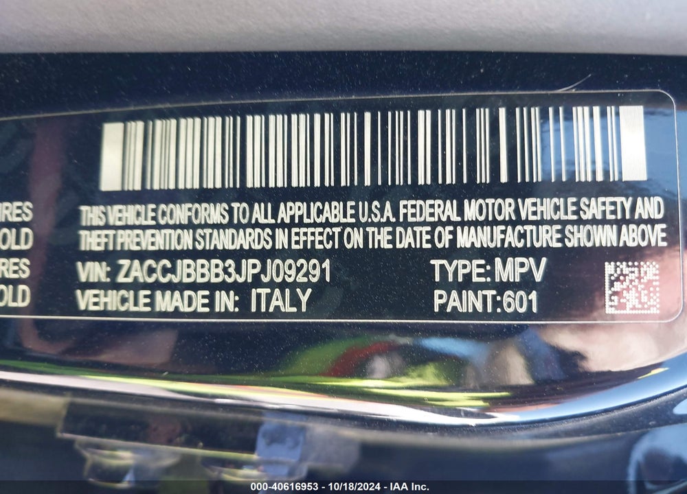 2018 JEEP RENEGADE VIN: ZACCJBBB3JPJ09291