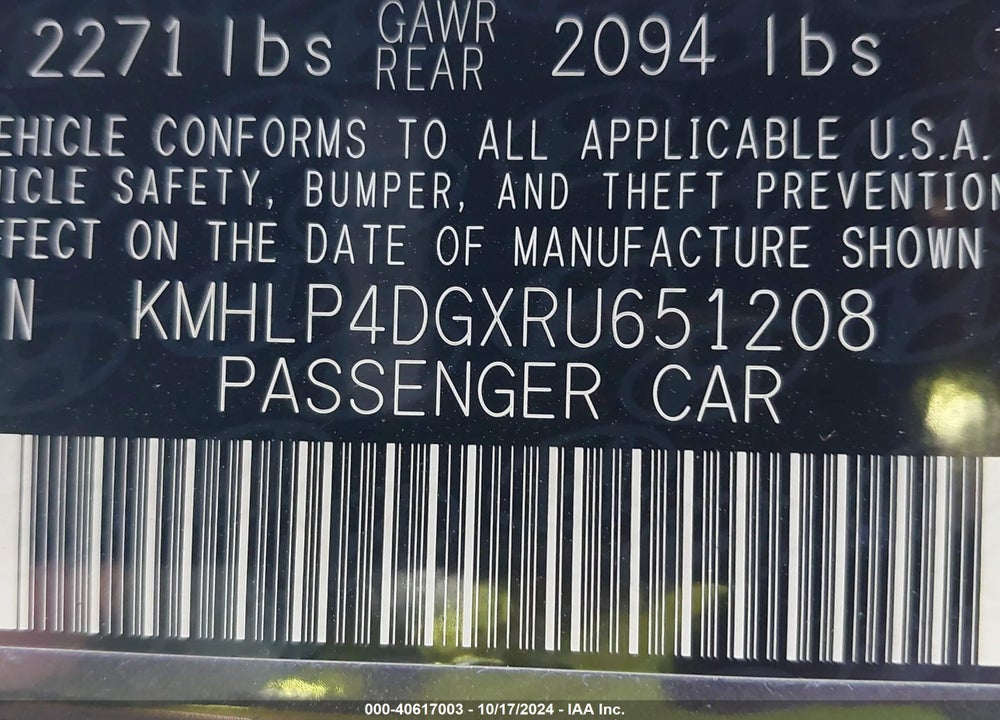 2024 HYUNDAI ELANTRA LIMITED VIN: KMHLP4DGXRU651208