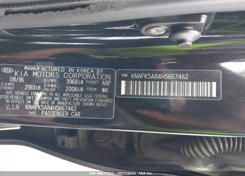 2017 KIA FORTE LX VIN: KNAFK5A84H5667462