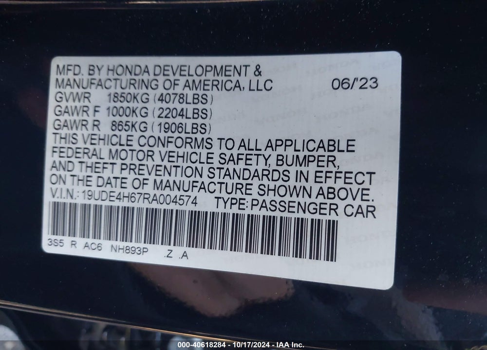 2024 ACURA INTEGRA A-SPEC W/ TECHNOLOGY VIN: 19UDE4H67RA004574
