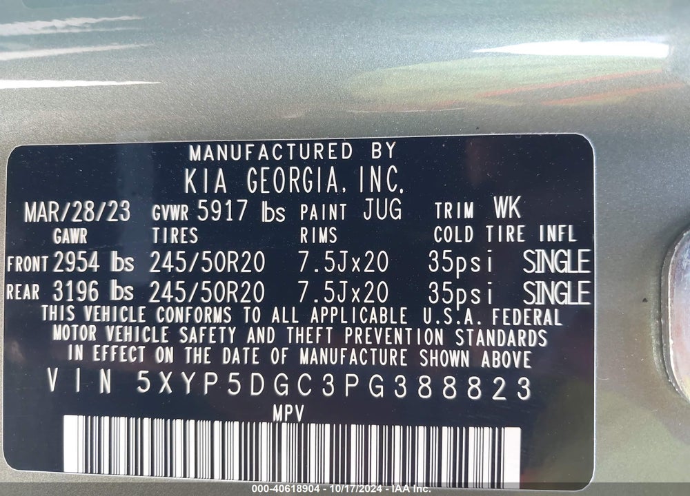 2023 KIA TELLURIDE SX X-LINE VIN: 5XYP5DGC3PG388823