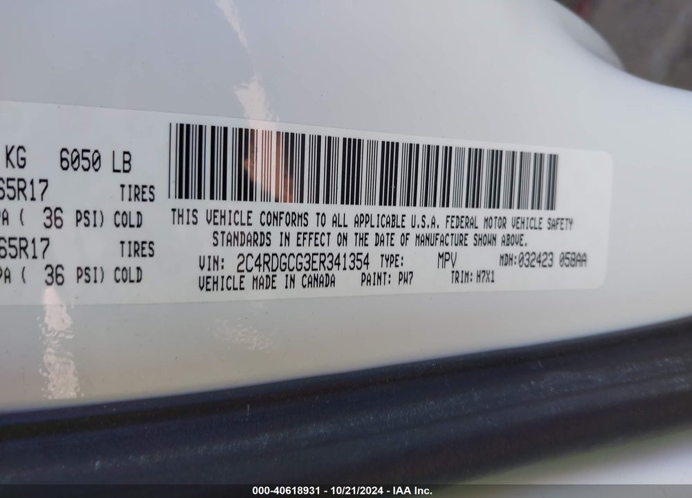 2014 DODGE GRAND CARAVAN SXT VIN: 2C4RDGCG3ER341354