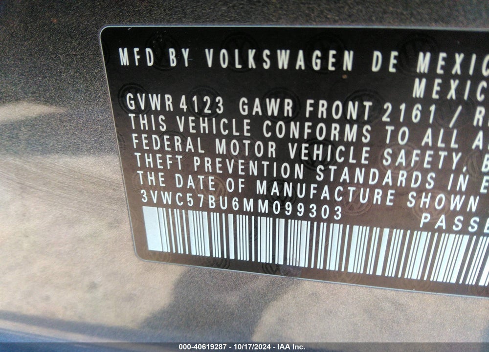 2021 VOLKSWAGEN JETTA 1.4T R-LINE/1.4T S/1.4T SE VIN: 3VWC57BU6MM099303