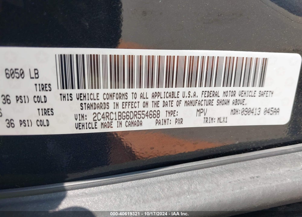 2013 CHRYSLER TOWN & COUNTRY TOURING VIN: 2C4RC1BG6DR554668