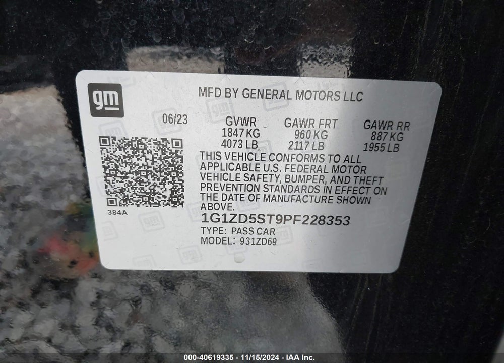 2023 CHEVROLET MALIBU FWD 1LT VIN: 1G1ZD5ST9PF228353