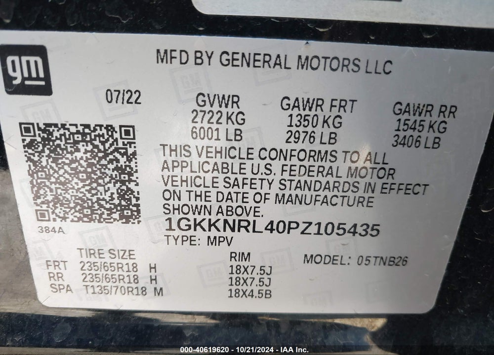 2023 GMC ACADIA AWD SLE VIN: 1GKKNRL40PZ105435
