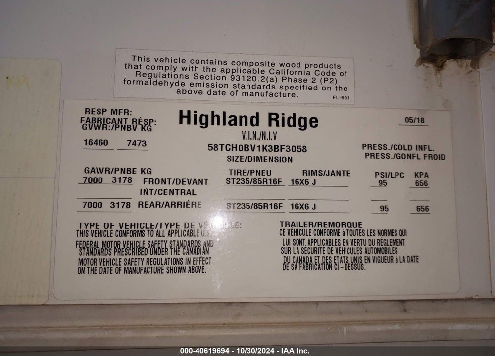 2019 INTERCONTINENTAL OPEN RANGE 376FBH VIN: 58TCH0BV1K3BF3058