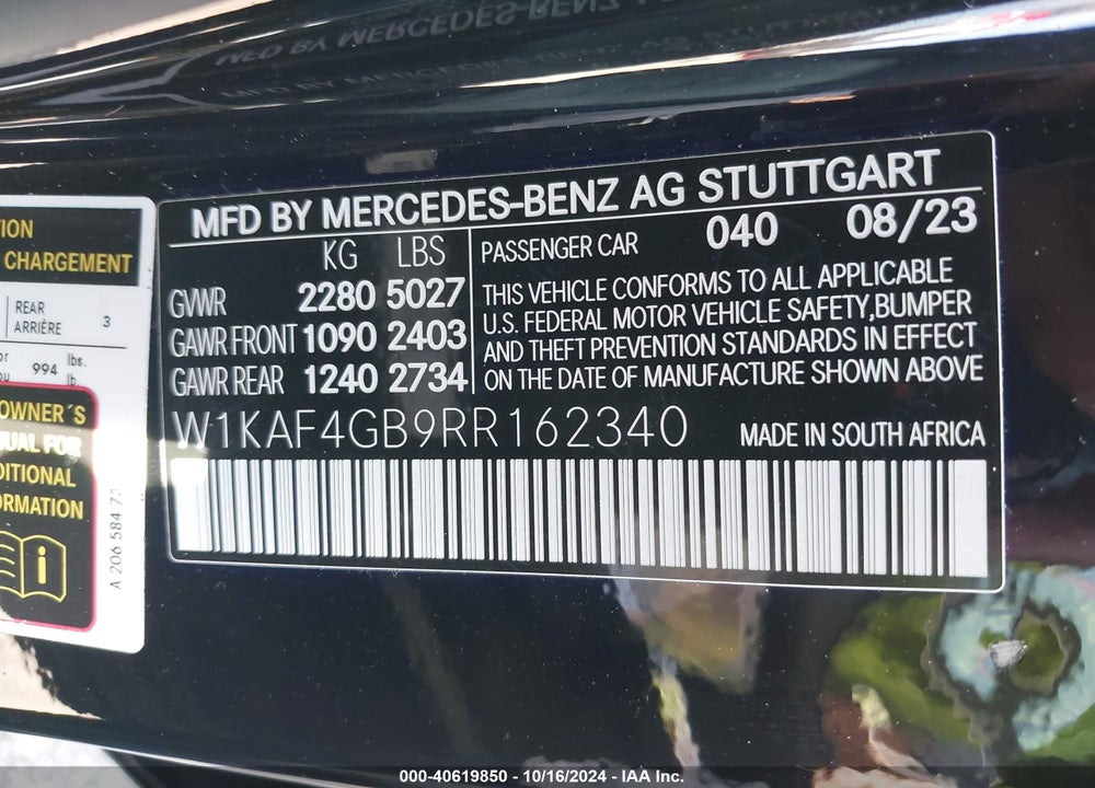 2024 MERCEDES-BENZ C 300 VIN: W1KAF4GB9RR162340