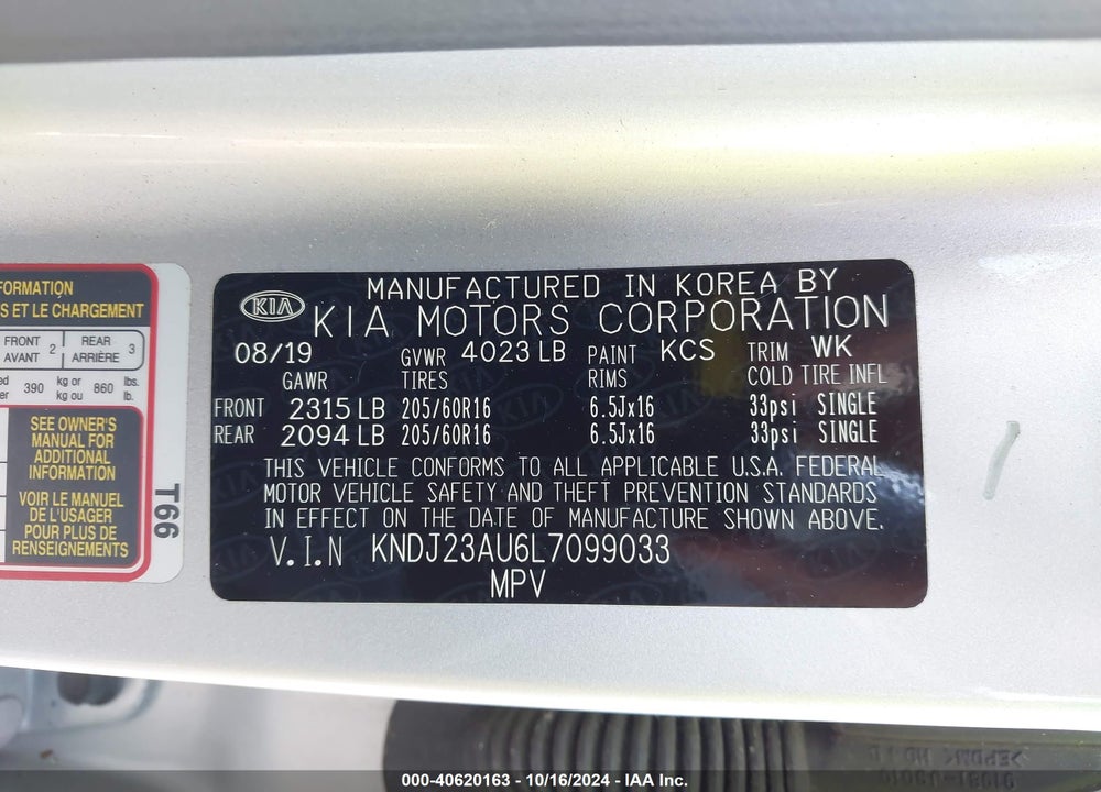 2020 KIA SOUL LX VIN: KNDJ23AU6L7099033