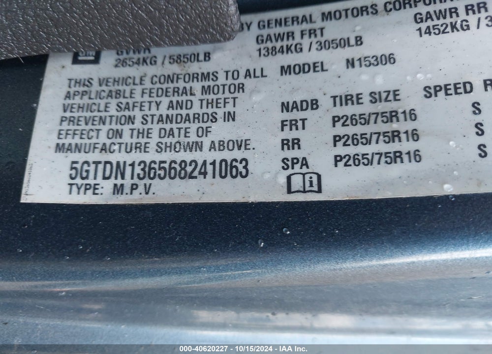 2006 HUMMER H3 VIN: 5GTDN136568241063