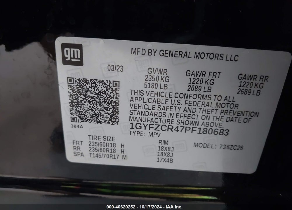 2023 CADILLAC XT4 FWD PREMIUM LUXURY VIN: 1GYFZCR47PF180683
