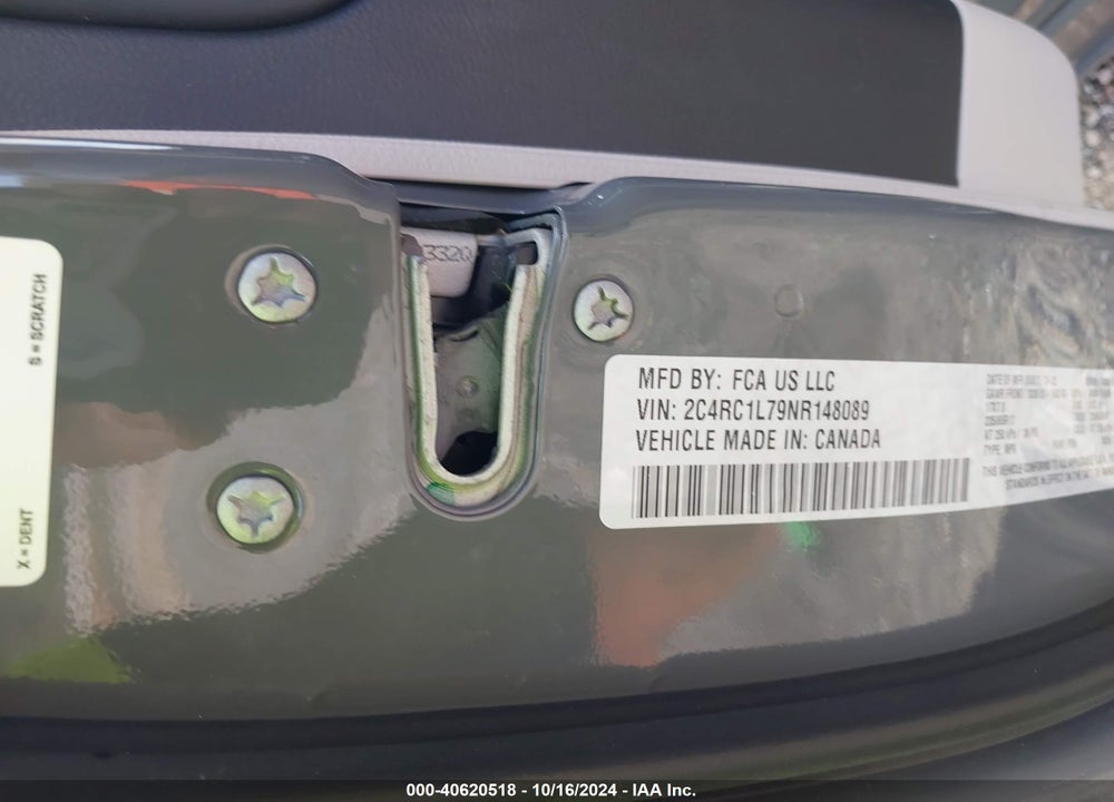 2022 CHRYSLER PACIFICA HYBRID TOURING L VIN: 2C4RC1L79NR148089