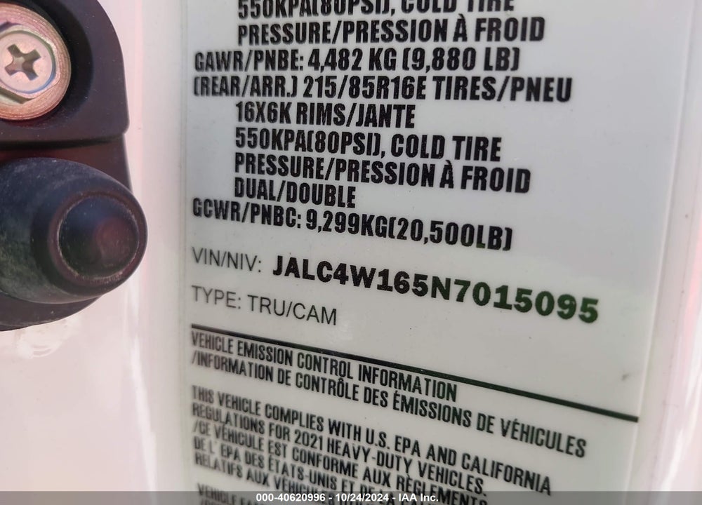 2022 ISUZU NPR HD VIN: JALC4W165N7015095