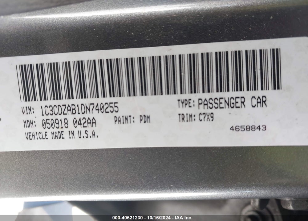 2013 DODGE AVENGER SE VIN: 1C3CDZAB1DN740255