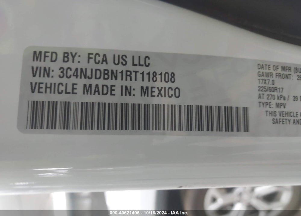 2024 JEEP COMPASS LATITUDE 4X4 VIN: 3C4NJDBN1RT118108