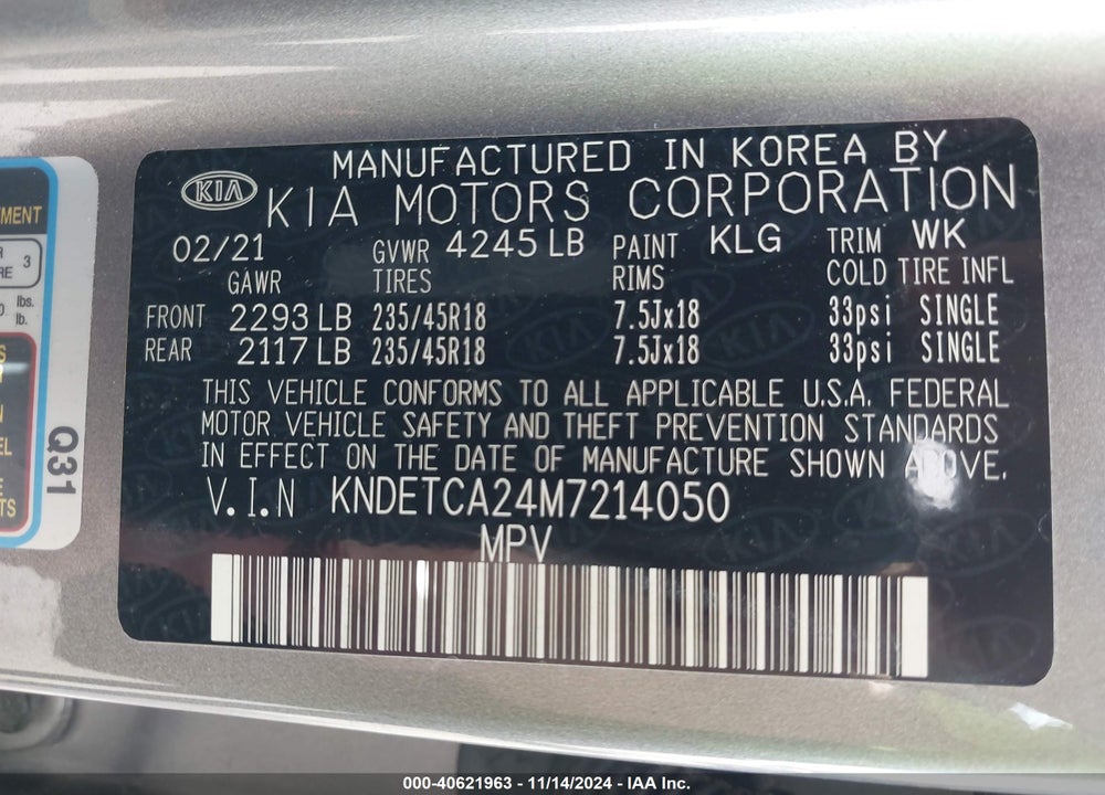 2021 KIA SELTOS SX TURBO VIN: KNDETCA24M7214050