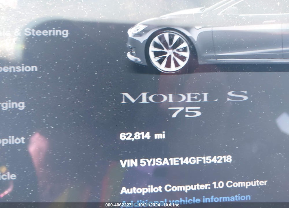 2016 TESLA MODEL S 60/70/75/85 VIN: 5YJSA1E14GF154218