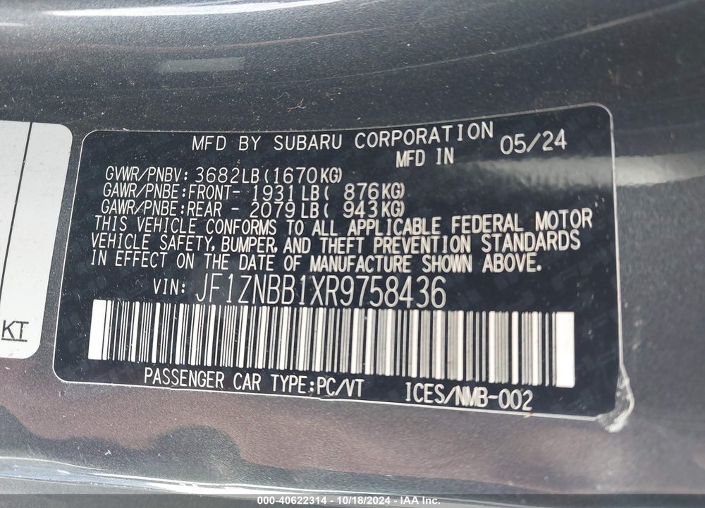 2024 TOYOTA GR86 VIN: JF1ZNBB1XR9758436