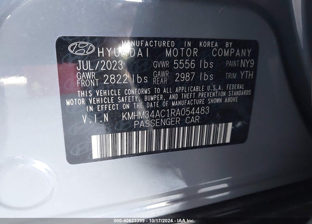 2024 HYUNDAI IONIQ 6 SEL VIN: KMHM34AC1RA054483