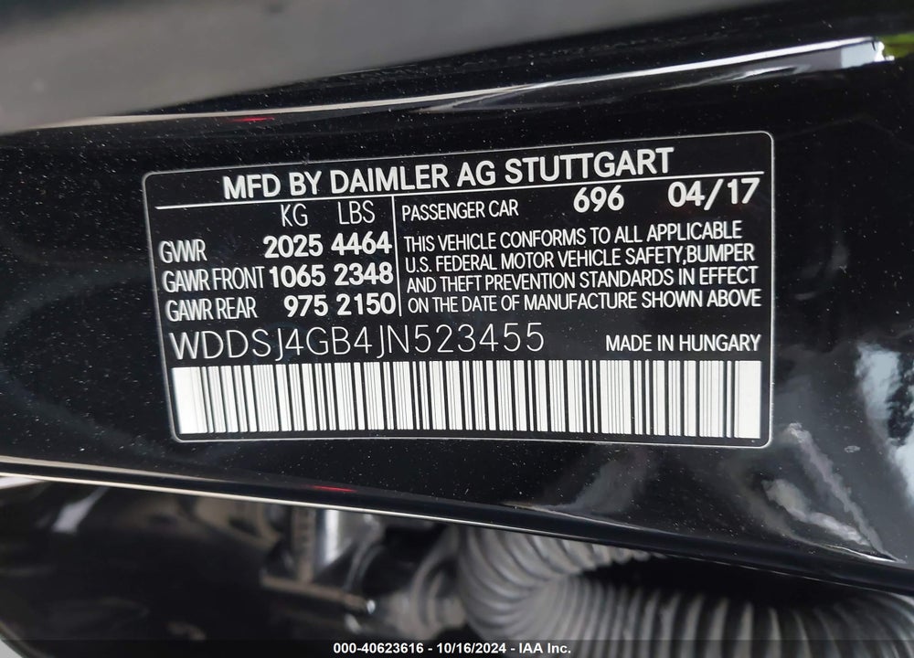 2018 MERCEDES-BENZ CLA 250 4MATIC VIN: WDDSJ4GB4JN523455