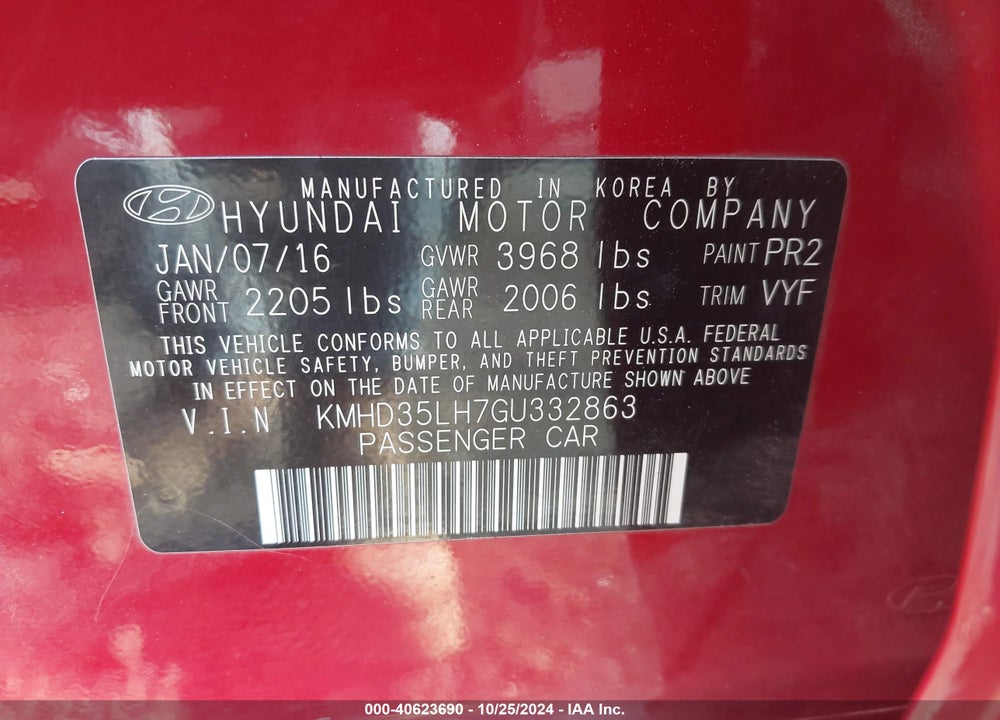 2016 HYUNDAI ELANTRA GT VIN: KMHD35LH7GU332863