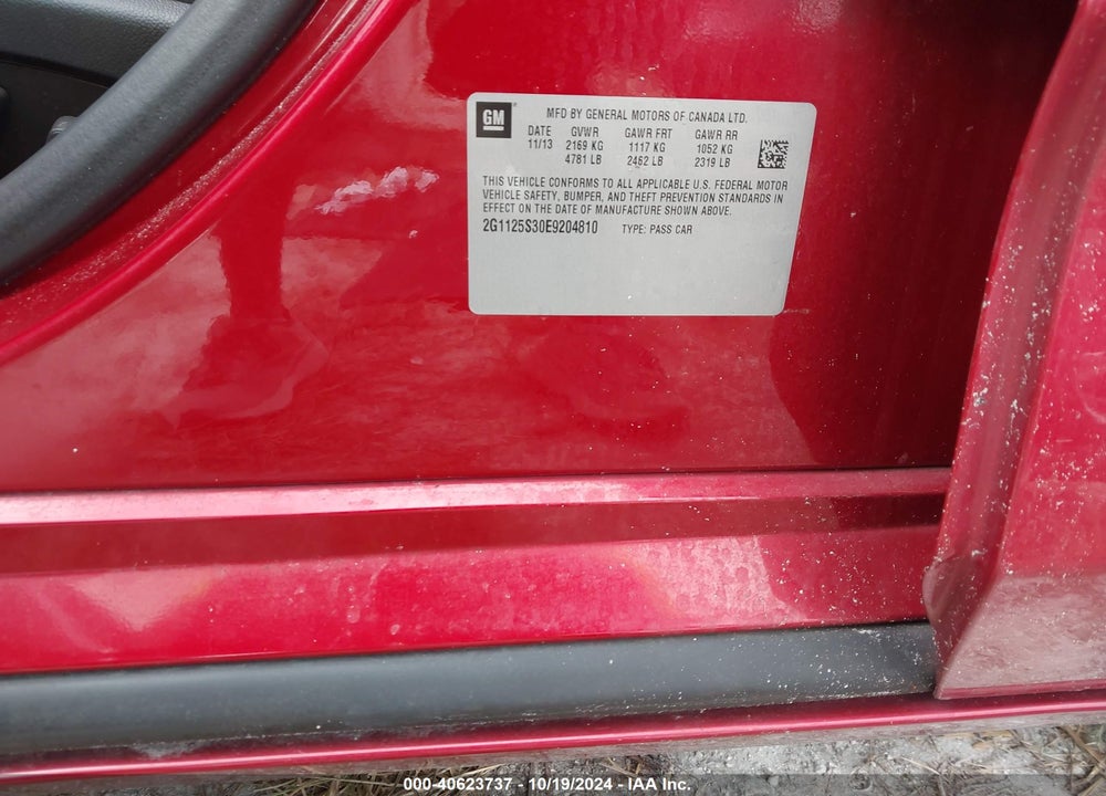 2014 CHEVROLET IMPALA 2LT VIN: 2G1125S30E9204810