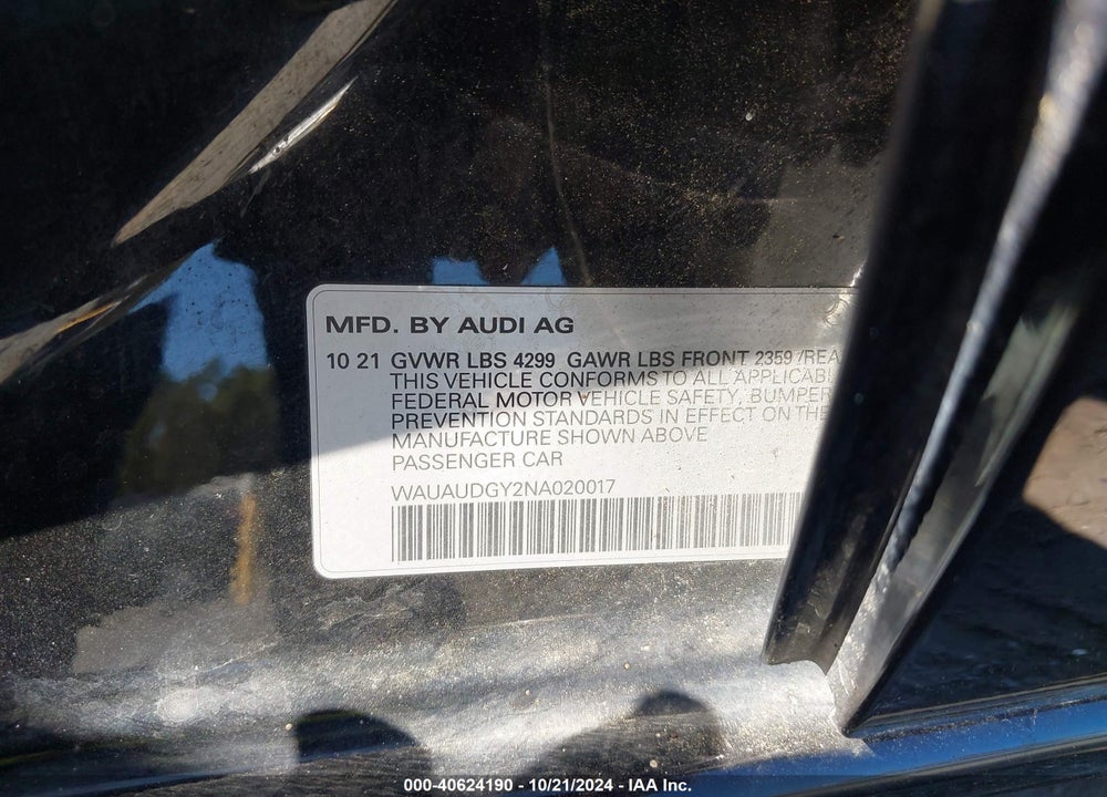 2022 AUDI A3 PREMIUM 40 TFSI FRONT-WHEEL DRIVE S TRONIC VIN: WAUAUDGY2NA020017
