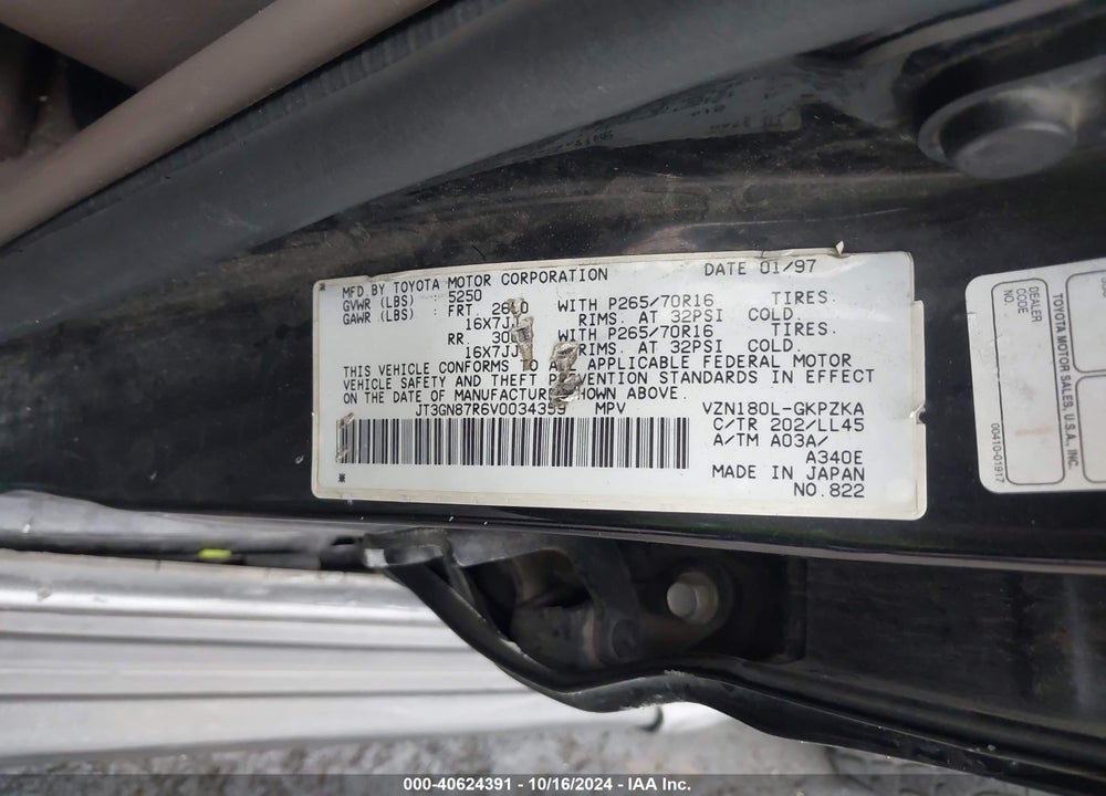 1997 TOYOTA 4RUNNER SR5 V6 LIMITED VIN: JT3GN87R6V0034359