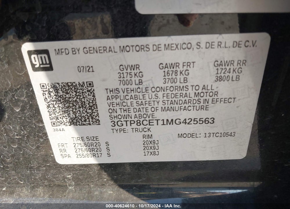 2021 GMC SIERRA 1500 2WD SHORT BOX ELEVATION VIN: 3GTP8CET1MG425563