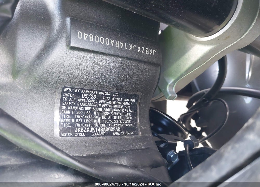 2024 KAWASAKI ZX636 K VIN: JKBZXJK14RA000840