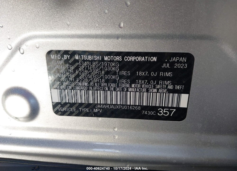 2023 MITSUBISHI OUTLANDER SPORT 2.0 ES /2.0 LE /2.0 RALLIART /2.0 S /2.0 SE VIN: JA4ARUAUXPU016268