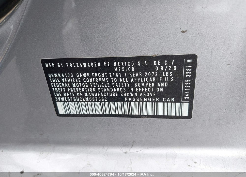 2020 VOLKSWAGEN JETTA 1.4T SEL VIN: 3VWE57BU2LM087382