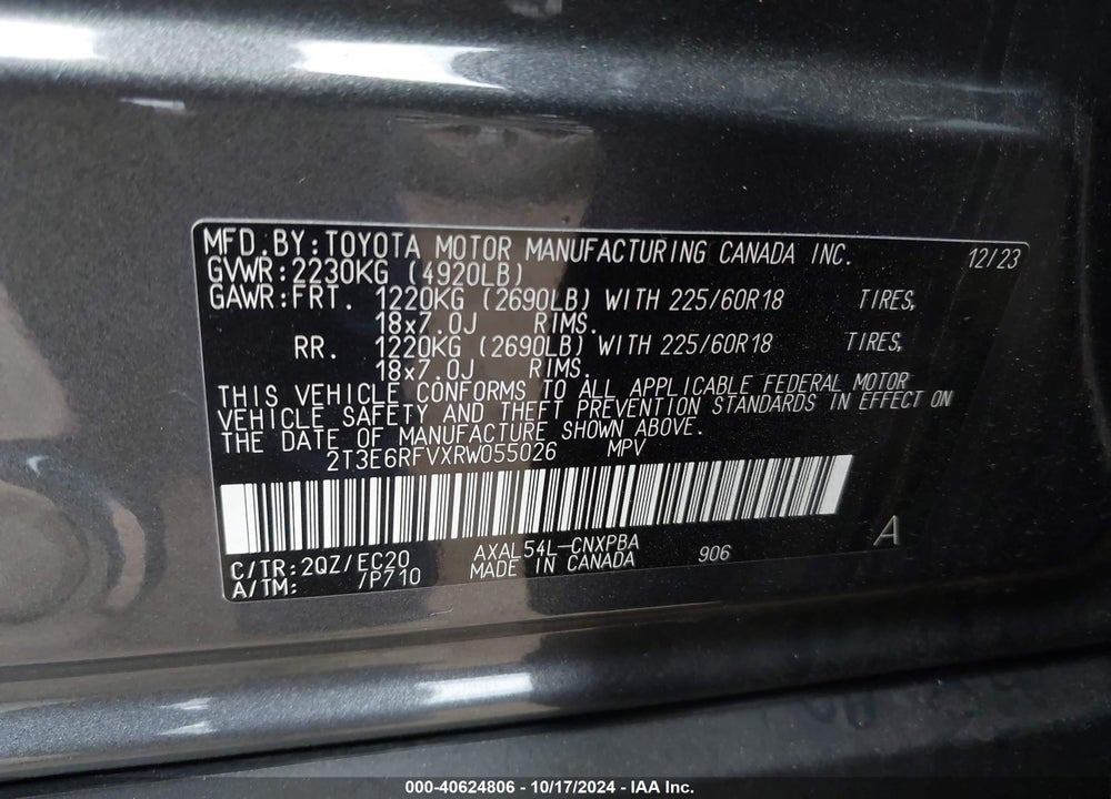 2024 TOYOTA RAV4 HYBRID XSE VIN: 2T3E6RFVXRW055026