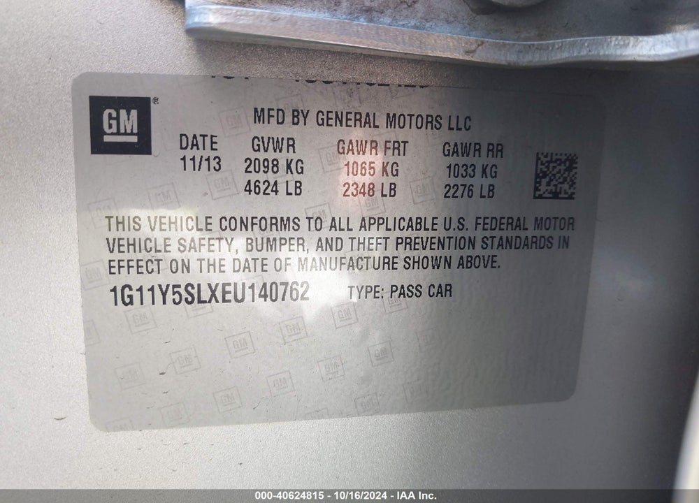 2014 CHEVROLET IMPALA 1LS VIN: 1G11Y5SLXEU140762