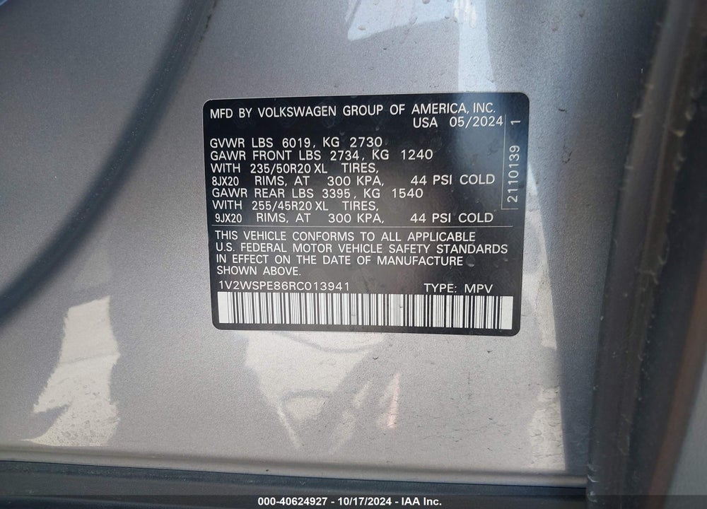 2024 VOLKSWAGEN ID.4 AWD PRO S VIN: 1V2WSPE86RC013941