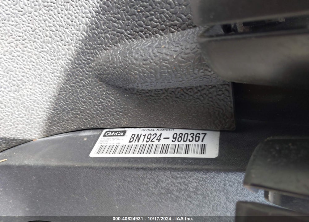 2019 GOLF CART OTHER VIN: BN1924980367